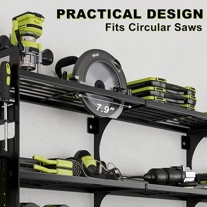64" Power Tool Organizer Wall Mount, 16 Slots, 3-Tier Drill & Cordless Tool - Image 5