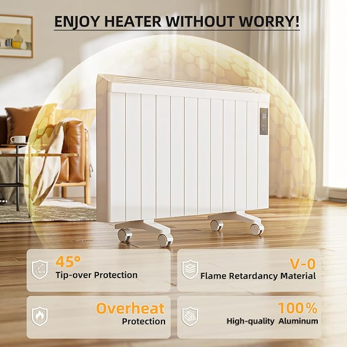 1500w Convection Panel Heater-Portable Electric Heaters, Plug-in Wall Heaters - Image 6