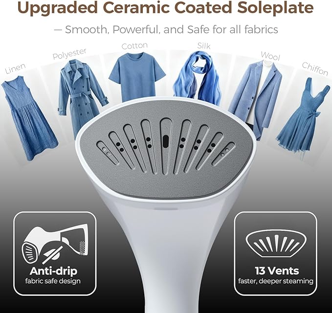 Mafilise Steamer for Clothes, 20S Heat Up, 1500W & 3 Steam Settings, Ceramic - Image 4