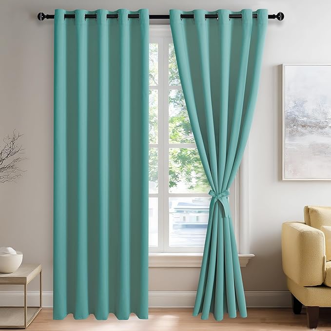 JIUZHEN Turquoise Blackout Curtains by JIUZHEN