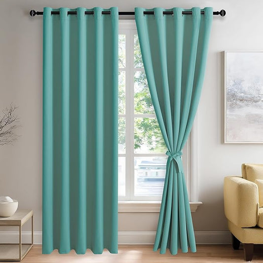 JIUZHEN Turquoise Blackout Curtains by JIUZHEN