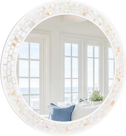 Tanmicoshomy Round Wall Mirror 28 Inch, Circle Mosaic Mirror by Tanmicoshomy