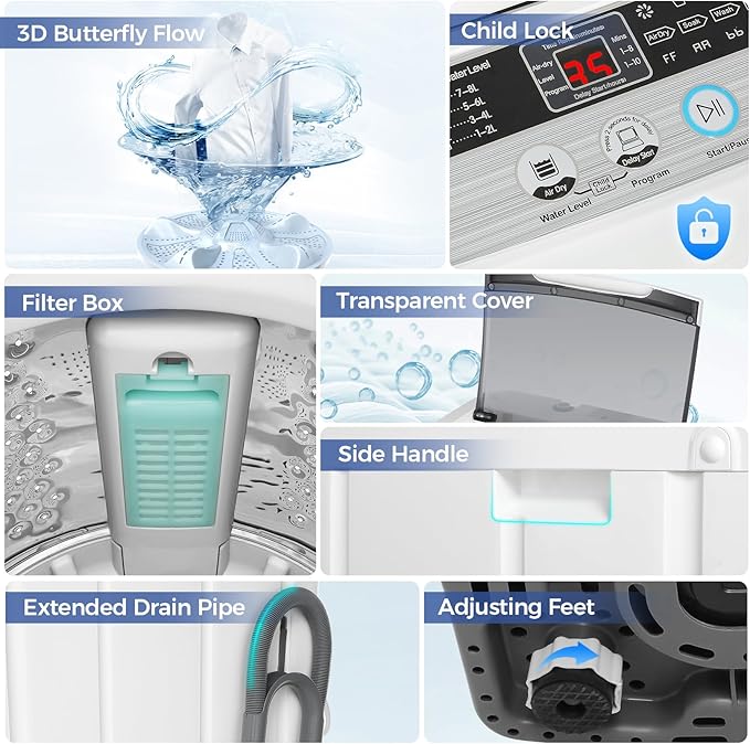 Nictemaw Portable Washing Machine 20Lbs Portable Washer Machine - Image 5