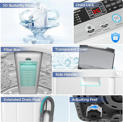 Nictemaw Portable Washing Machine 20Lbs Portable Washer Machine - Image 5