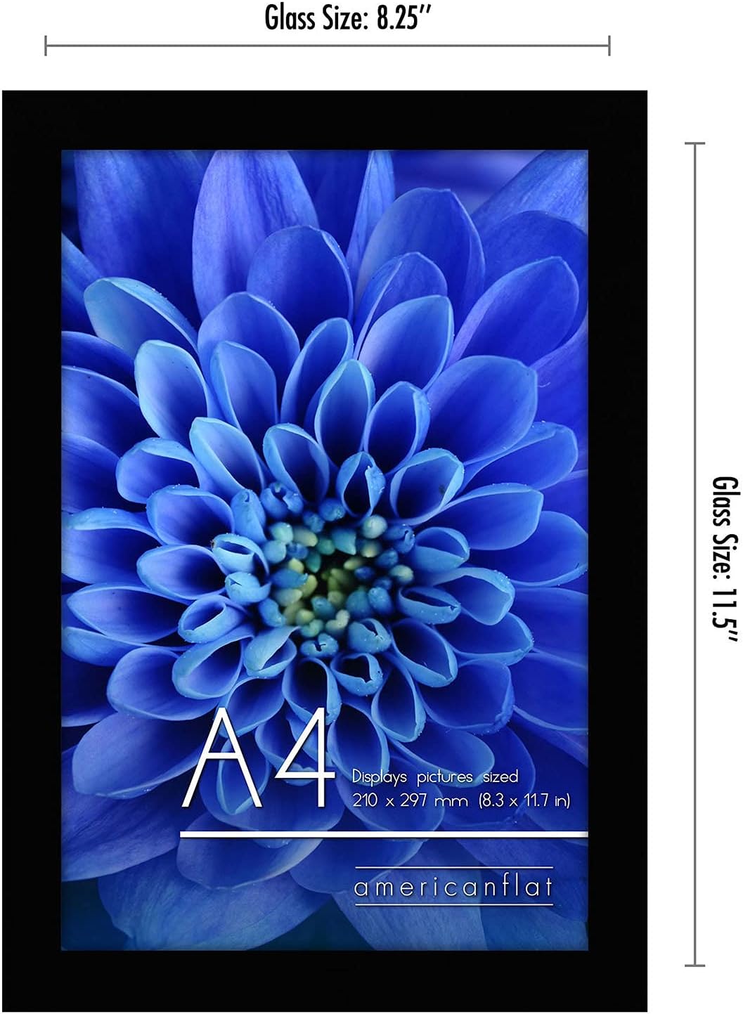 Americanflat A4 Picture Frame with Shatter-Resistant Glass - Set of 2-8.3x11.7 Frame with Engineered Wood - Signature Collection - A4 Frames for Tabletop and Wall Display - Black