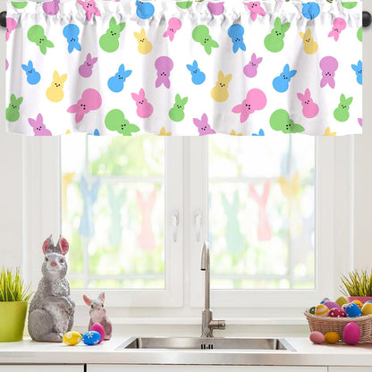 Limike Kitchen Valances for Windows 54" x 18", Colorful Bunny Kitchen Curtains Valances, Decorations for Windows, Cute Window Treatments Drapes for Bedroom Living Room, 1 Panel