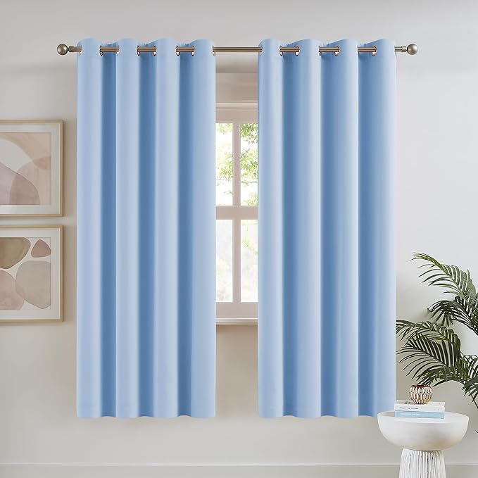 DUALIFE Blackout Light Blue Curtains by DUALIFE