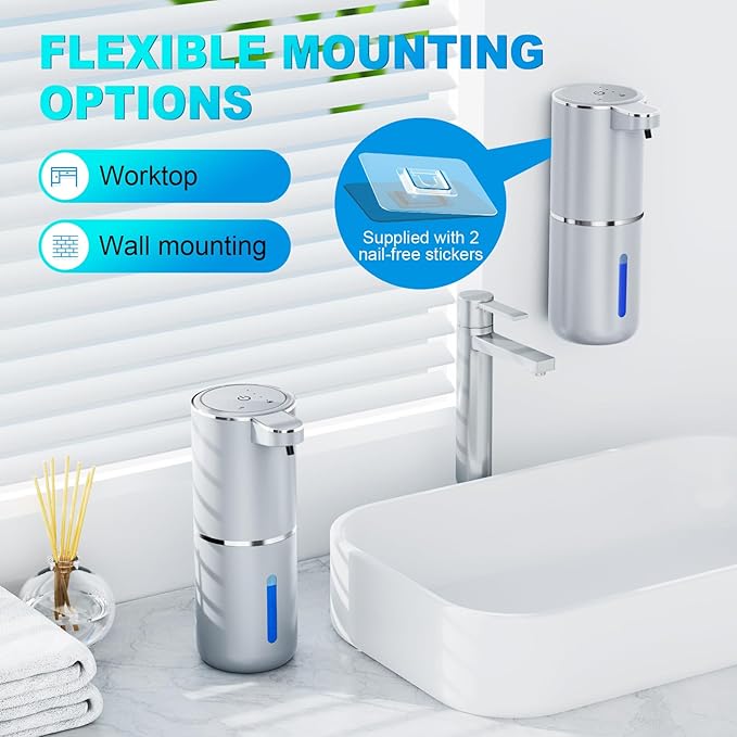 Amyzavls Automatic Liquid Soap Dispenser, 380ml Wall Mount Touchless 4 Gear - Image 4