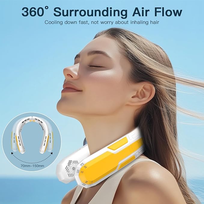 WXX Portable Neck Fan, 6000mAh Battery Neck Fan Rechargeable, 360° Cooling - Image 4