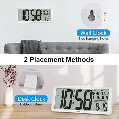 XREXS Digital Wall Clock with Backlight, 14.17 Inch Large Wall Clock with - Image 7
