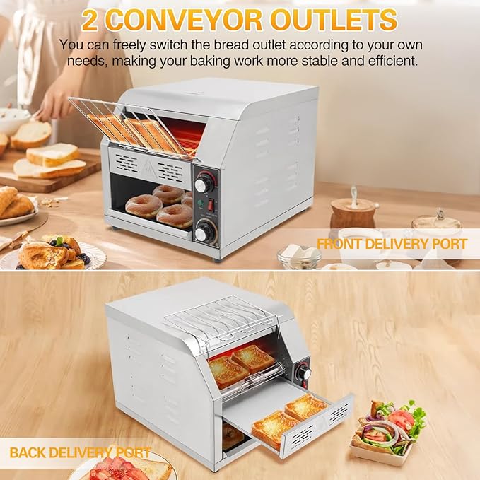 Commercial Conveyor Toaster, 300 Slices/Hour, Stainless Steel, Electric - Image 7
