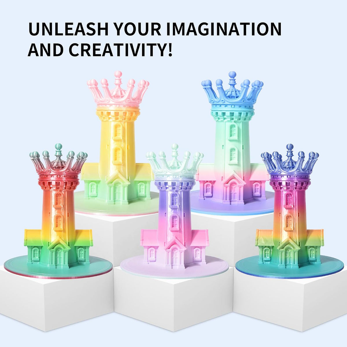 RAMBERY Silk Rainbow PLA 3D Printer Filament Bundle, 10 Colors Total 10kg, 1....