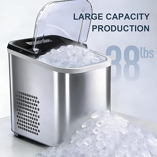 38lbs Per Day Countertop Ice Maker, 9 Ice Cubes in 3.5 Minutes, Self-Cleaning - Image 2