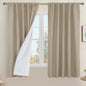LAMIT 100% Blackout Linen Curtains, 63 Inches Linen Textured Thermal Bedroom by LAMIT