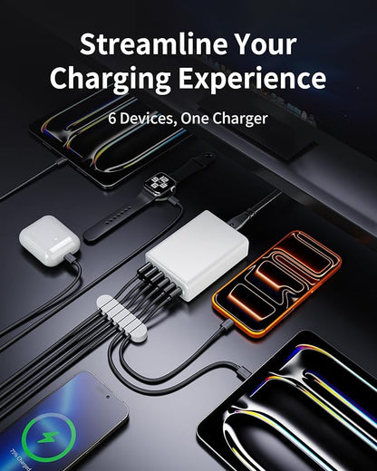 USB C Fast Charger, 105W GaN 6-Port Desktop USB Charging Station Hub, USB C - Image 2