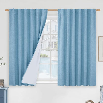 LAMIT Blue 100% Blackout Window Curtains by LAMIT