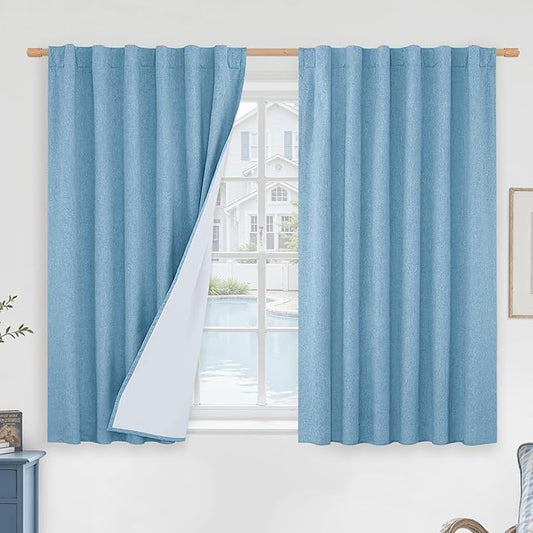 LAMIT Blue 100% Blackout Window Curtains by LAMIT