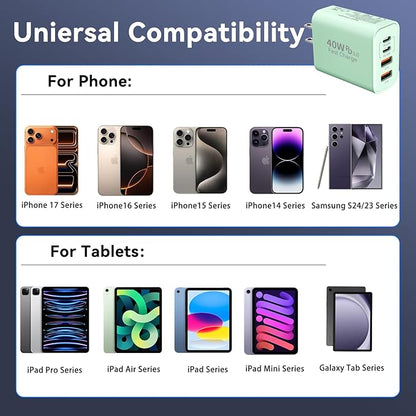 USB C Wall Fast Charger Block, 40W 4-Port Type C Chargers Fast Charging Blocks - Image 4