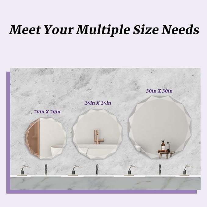 Bathroom Mirror for Wall, Beveled Edge Frameless Wall Mount Vanity Mirror - Image 6