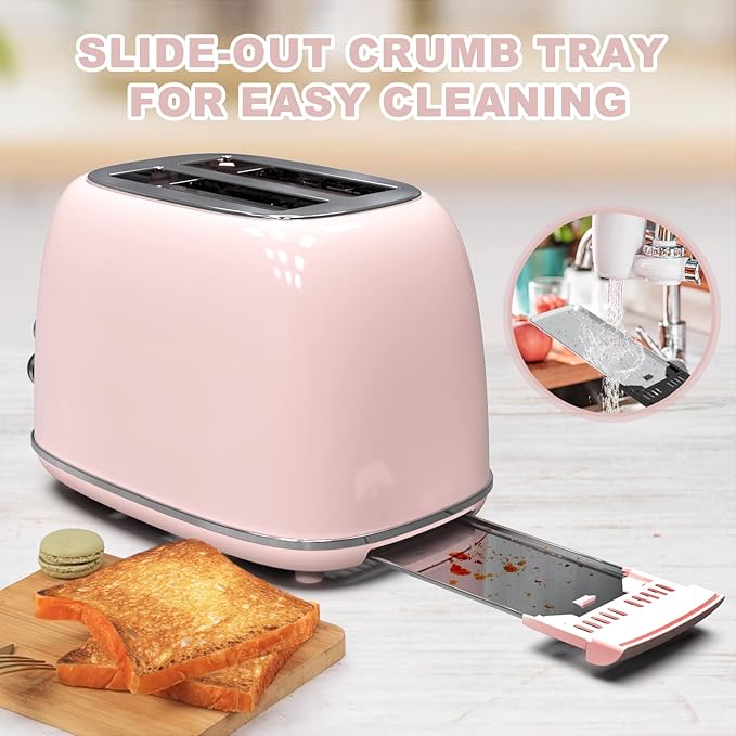 Toaster 2 slice, Retro Stainless Steel Toaster - Image 6