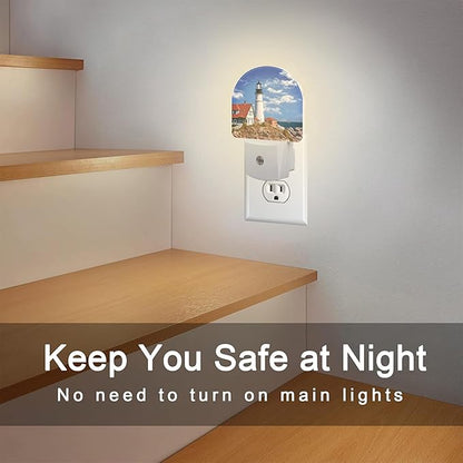 sndheke Beautiful White Lighthouse Night Light Plug into Wall, Ocean Seaside - Image 6