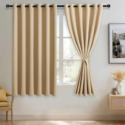 JIUZHEN Beige Blackout Curtains by JIUZHEN