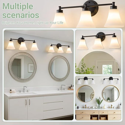 LOUSACE 3 Light Bathroom Vanity Light Matte Black Bathroom Lighting Fixtures - Image 9