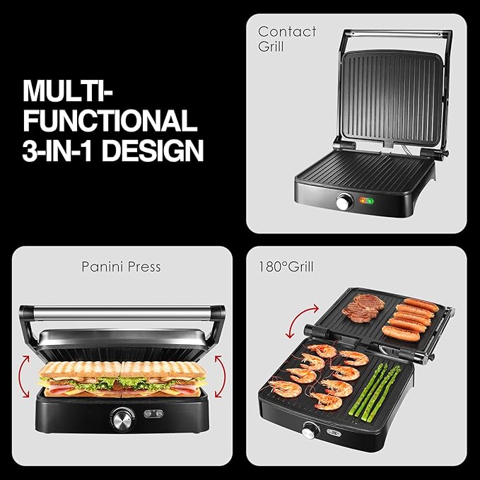 OSTBA Panini Press Grill with Adjustable Temperature, 4-Slice Indoor Grill - Image 4