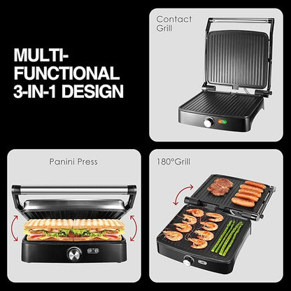 OSTBA Panini Press Grill with Adjustable Temperature, 4-Slice Indoor Grill - Image 4