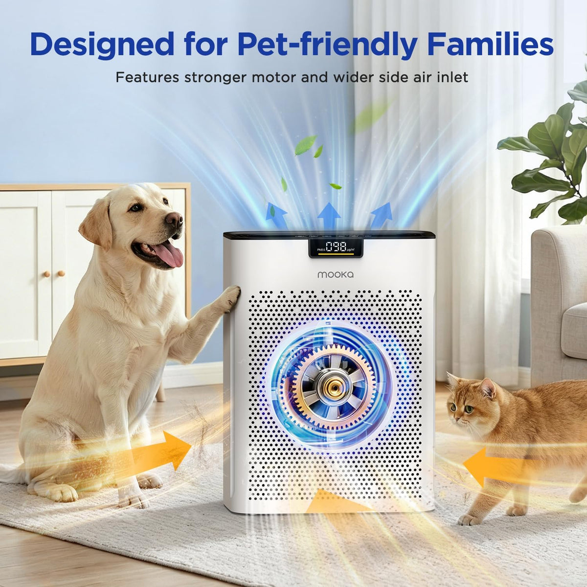 mooka air purifier for home bedroom large room on a desk or shelf