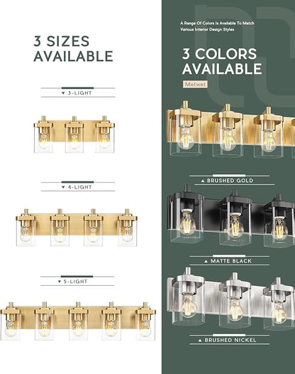 METWET Bathroom Light Fixtures, 4-Light Modern Wall Sconces - Image 7