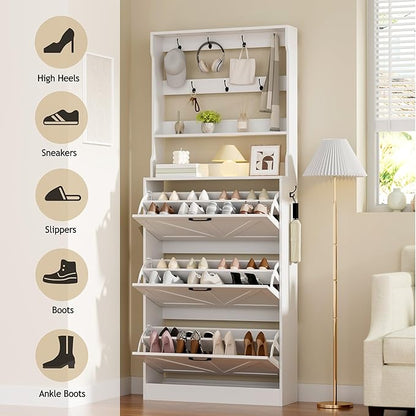 EOYUTLLY Shoe Cabinet Storage for Entryway, Narrow Shoe Rack Cabinet - Image 3