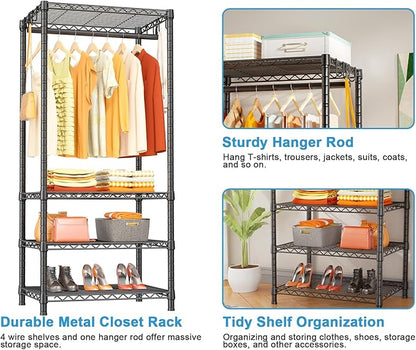 Ulif H4 Mini Portable Closet, 4 Tiers Freestanding Clothing Garment Rack - Image 4