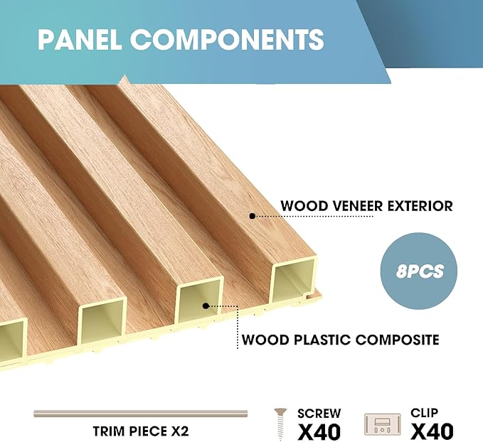 OUZUGIE WPC Acoustic Slat Wall Paneling, Living Room, TV Background, Study Room - Image 4