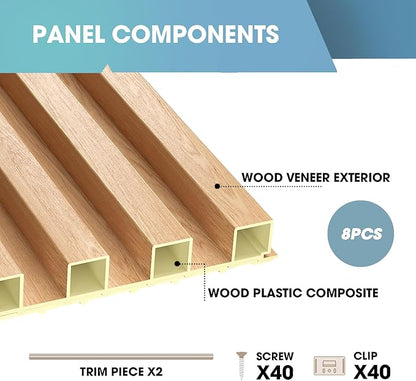 OUZUGIE WPC Acoustic Slat Wall Paneling, Living Room, TV Background, Study Room - Image 4