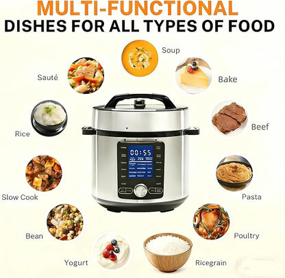 HealSmart 24-in-1 Electric Pressure Cooker 8.5 Quart, Non-Stick Stainless Steel - Image 7