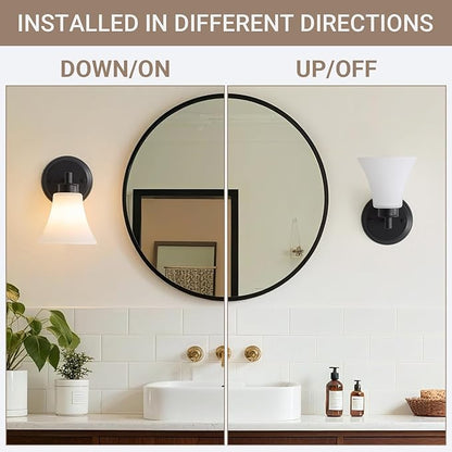 LOUSACE 2 Pack 1-Light Bathroom Vanity Lights Black Vintage Bathroom Lighting - Image 6