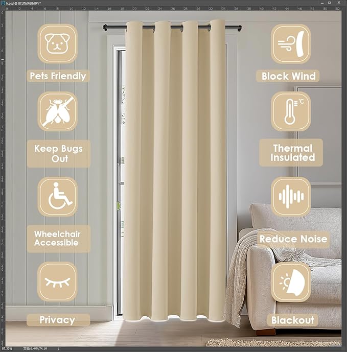ChrisDowa Blackout Curtains 80 Inches Long - Image 3