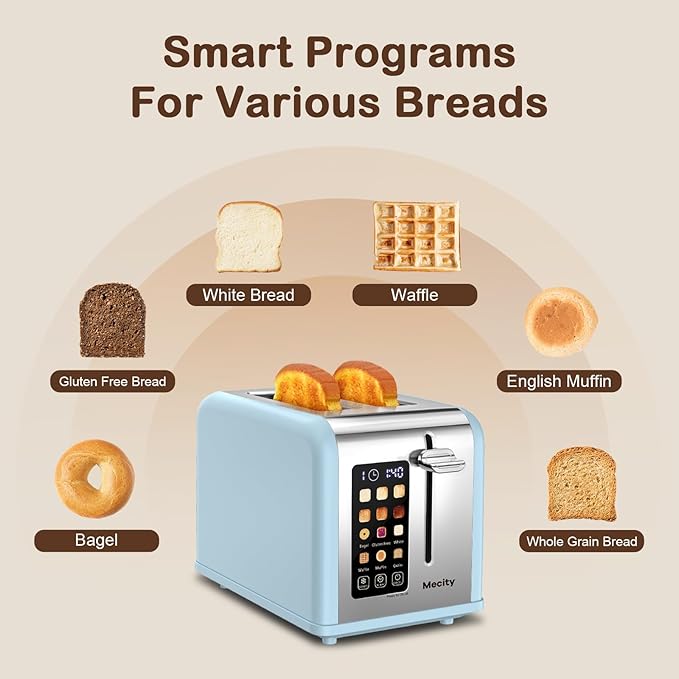 Mecity 2 Slice Touch Screen Toaster, 1.5" Wide Slot, Stainless Steel Smart - Image 3
