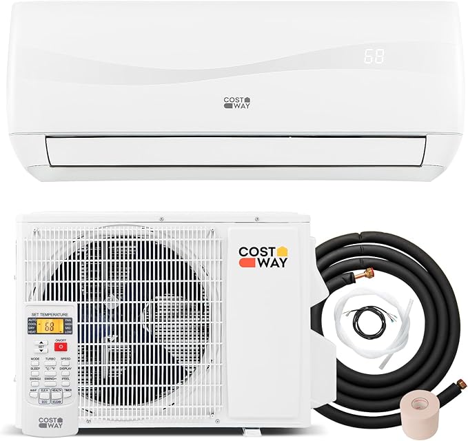 COSTWAY 9000BTU Mini Split Air Conditioner& Heater, 19 SEER2 115V Wall-Mounted by COSTWAY