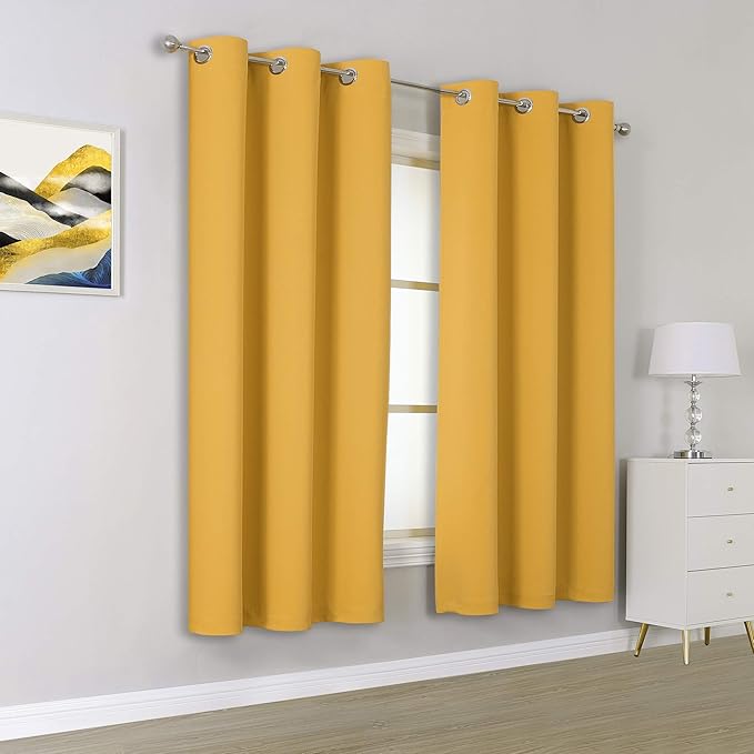DUALIFE Dark Yellow Blackout Curtains - Image 2