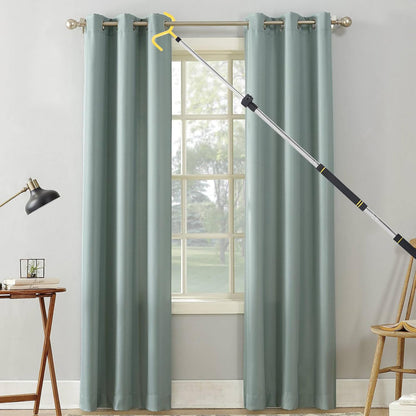 Curtain Pull Wand, Drapery Pull Rod for Curtains Adjustable 3-7.7 Feet Telescopic Extra Long Made of Stainless Steel Material Sponge Handle