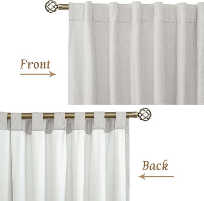 LAMIT 100% Blackout Short Linen Curtains, 48 Inch Length Linen Textured Thermal - Image 8