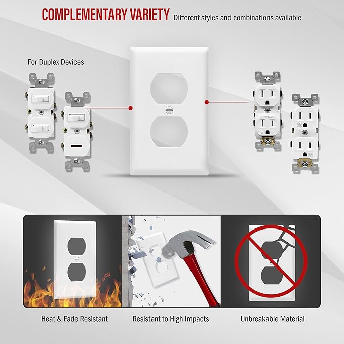 ENERLITES Duplex Wall Plates, Electrical Outlet Covers, Standard Size 1-Gang - Image 6