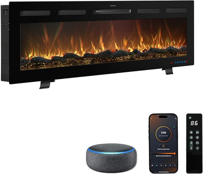 50 Inch WiFi-Enabled Recessed Electric Fireplace Inserts by Mystflame
