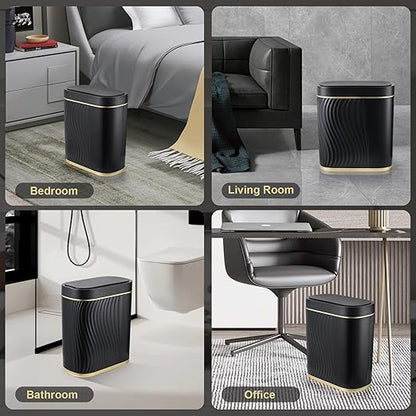 Bathroom Small Trash Can 2 Gallon Black Sensor Garbage Can - Image 7