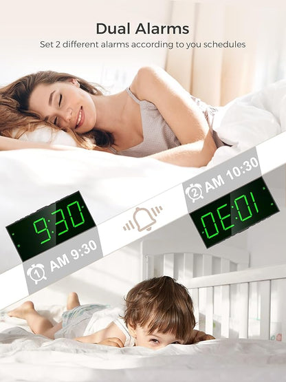 PPLEE Digital Alarm Clock for Bedroom, 2 Alarms Large Big Numbers Display - Image 5