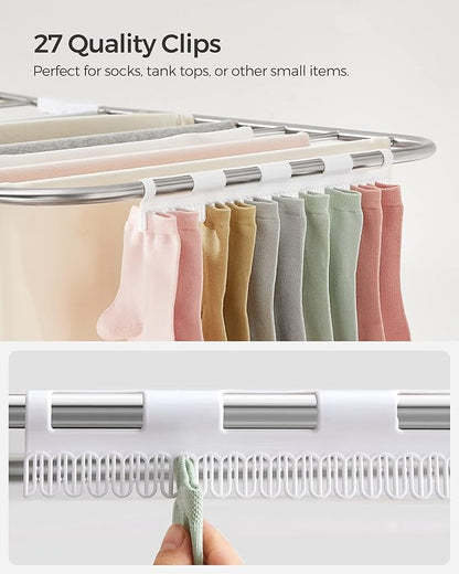 SONGMICS Clothes Drying Rack, Foldable 2-Level Laundry Drying Rack, - Image 4