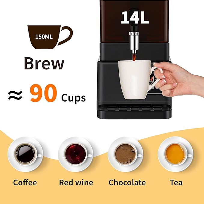 Coffee Urn Commercial Coffee Maker, 14 L 90 Cups, Transparent Electric - Image 6
