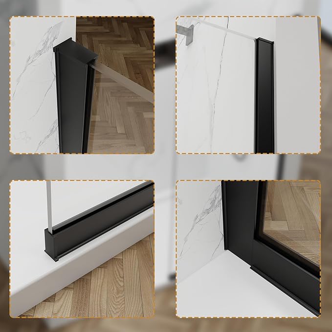 Shower Glass Wall Panel 36" W x 76" H, 3/8" Tempered Glass, Half Frameless - Image 6